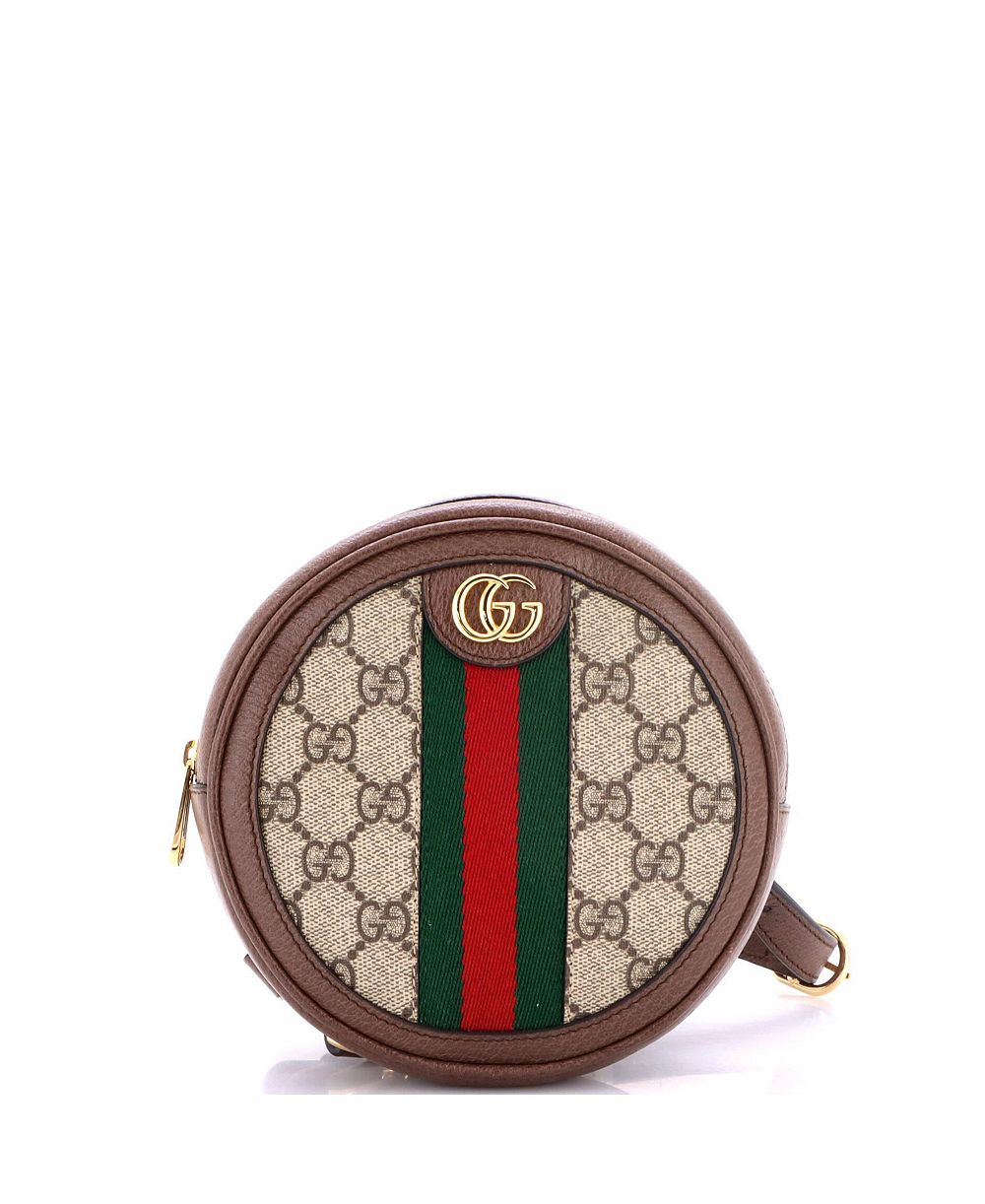 Брендовый рюкзак Gucci Mini Ophidia Round GG из покрытия Coated Canvas