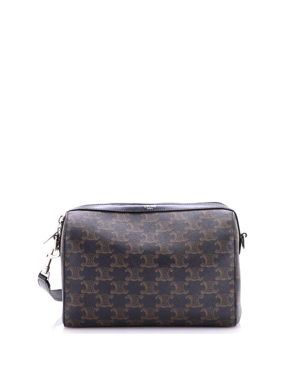 Б/у мини-сумка Celine Convertible Zip Boston из покрытого холста Triomphe
