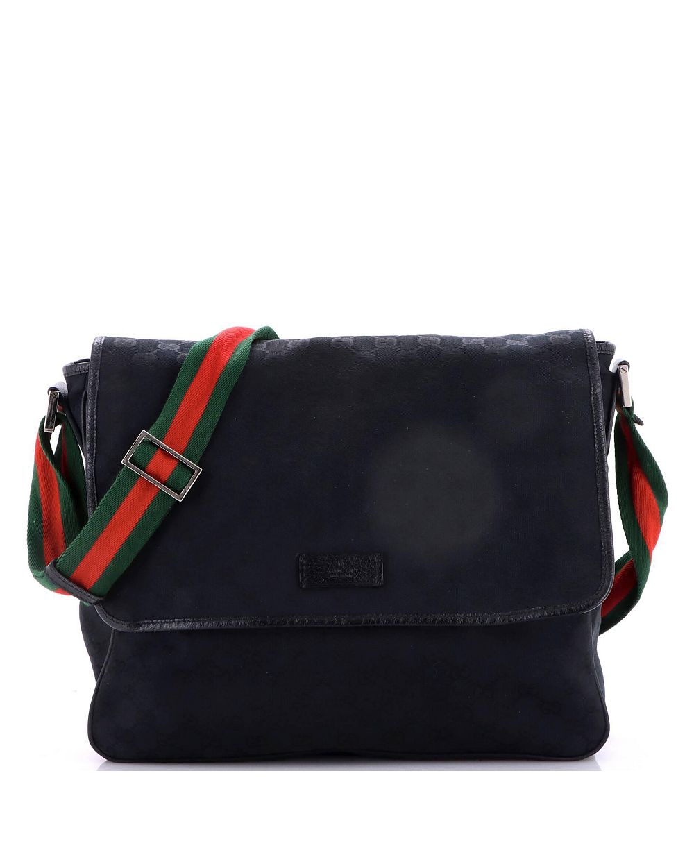 Женская сумка-мессенджер Gucci Web Strap Flap GG Canvas
