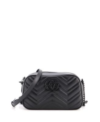 Pre-Owned Gucci Small GG Marmont Monochrome Shoulder Bag Matelasse Leather