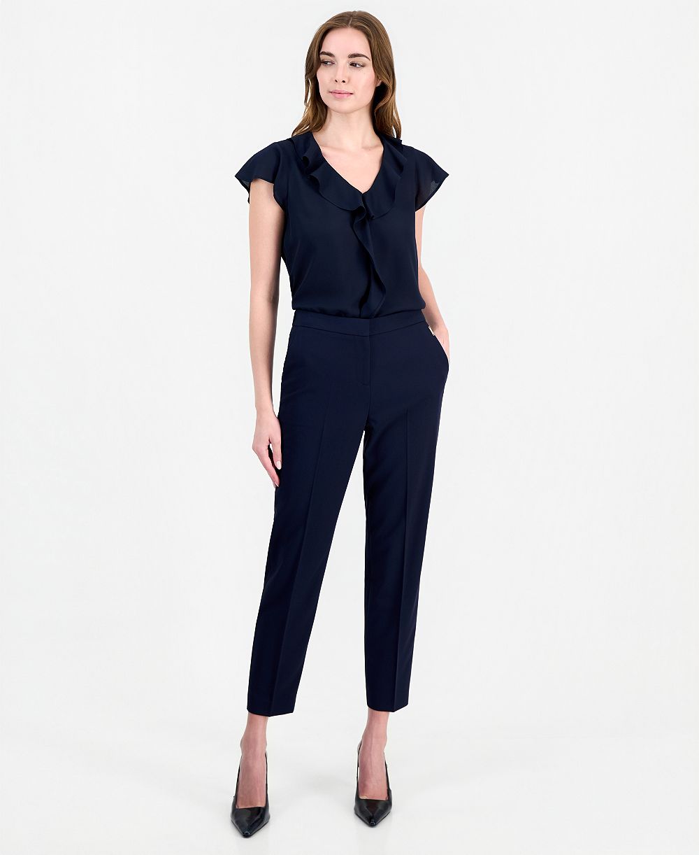 Tahari ASL Women's Straight-Leg Mid-Rise Elastic-Back Pants