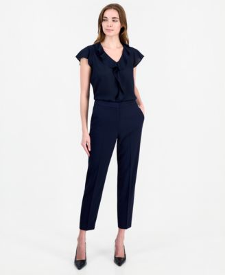 Tahari ASL Women's Straight-Leg Mid-Rise Elastic-Back Pants