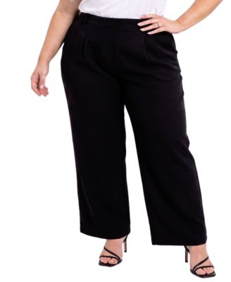 NY Collection Plus Size High-Rise Wide-Leg Pull-On Pants