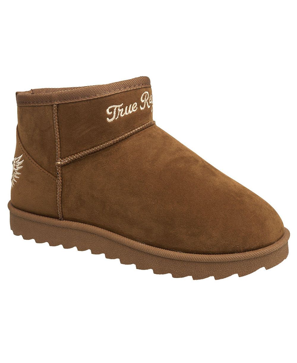 True Religion Women's Lana Faux Suede Wings Logo Boot