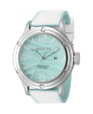 Invicta Pro Diver 50307 Men's 48mm Quartz Watch - Tiffany Blue Dial, Tiffany Blue and White Silicone Strap