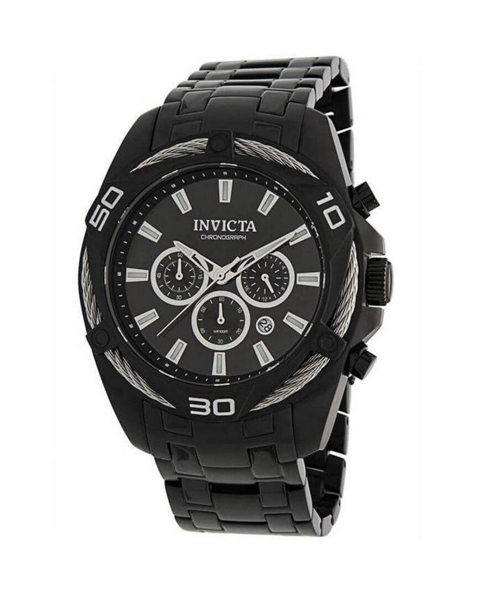 Invicta Bolt 34136 Men's 50mm Quartz Chronograph Watch - Black Dial, Black Stainless Steel Bracelet
