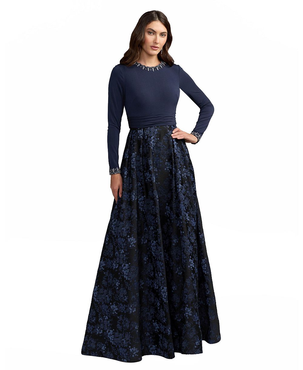 Mac Duggal маленькое бальное платье из цветочного жаккарда с декором