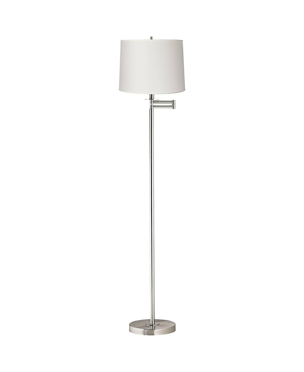 Торшер 360 Lighting Modern Floor Lamp Swing Arm 60.5" Tall Brushed Nickel White Hardback Drum Shade