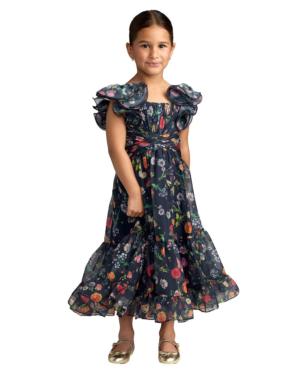 Детское цветочное платье Mac Duggal Chiffon Ruffle Sleeve