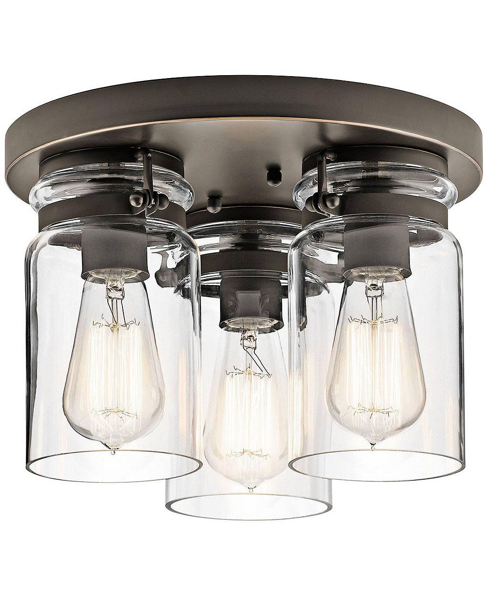 Kichler Brinley 11" Широкий потолочный светильник Olde Bronze 3-Light