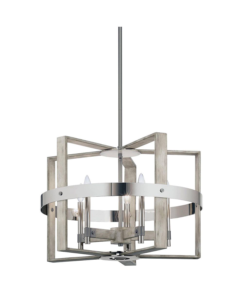 Люстра Kichler Peyton 26" Wide White Washed Wood 5-Light