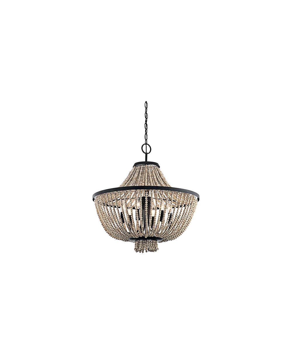 Kichler Brisbane люстра с черными бусинами 24" Wide Distressed Black