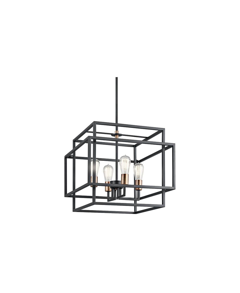 Подвесной светильник Kichler Taubert 18"W Black Steel Open-Cube 4-Light