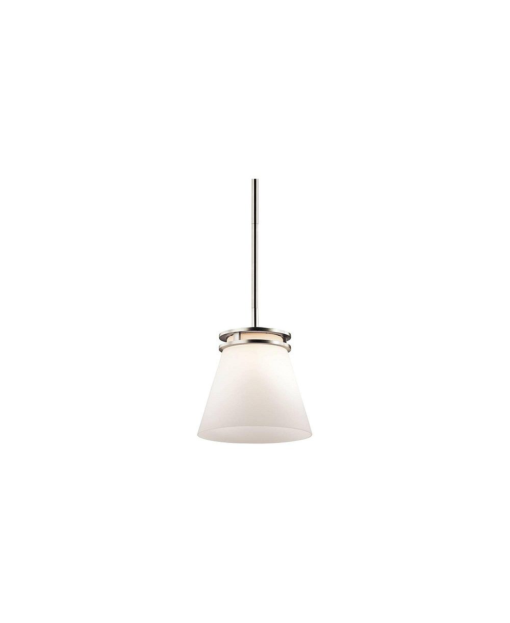 Мини-подвес Kichler Hendrik 8" Wide Brushed Nickel с опаловым стеклом