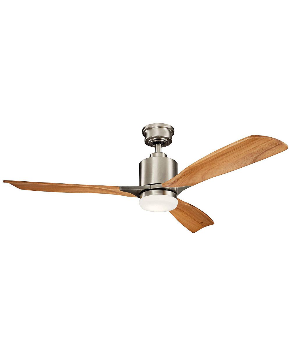 Потолочный вентилятор Kichler Ridley II Steel and Oak LED с настенным пультом управления