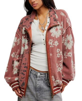 Free People женский кардиган оверсайз с полной молнией и вафельной вязкой