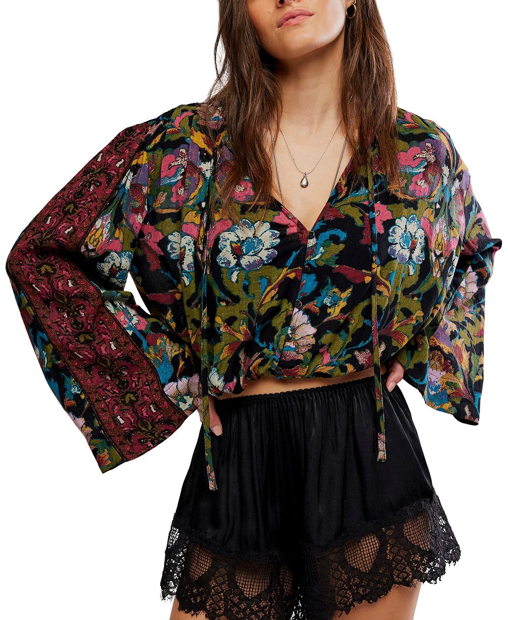 Блузка Free People для женщин с цветочным принтом, V-образным вырезом и расклешенными рукавами, модель Juliette