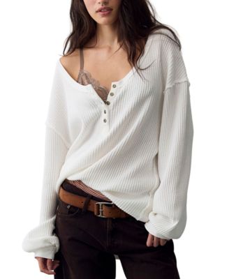 Free People Women's Montreal Scoop Neck Oversized Thermal Shirt