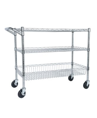Streamdale Furniture   3-Tier Heavy Duty Rolling Utility Cart with Handle and Shelf Liners