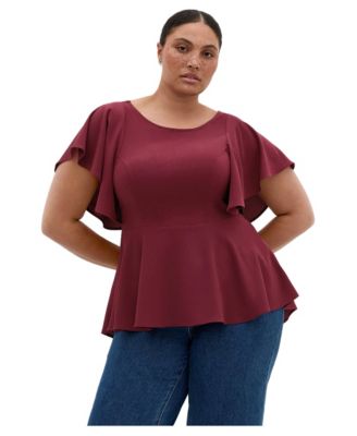 CITY CHIC Women's Plus Size Romantic Mood Peplum Top