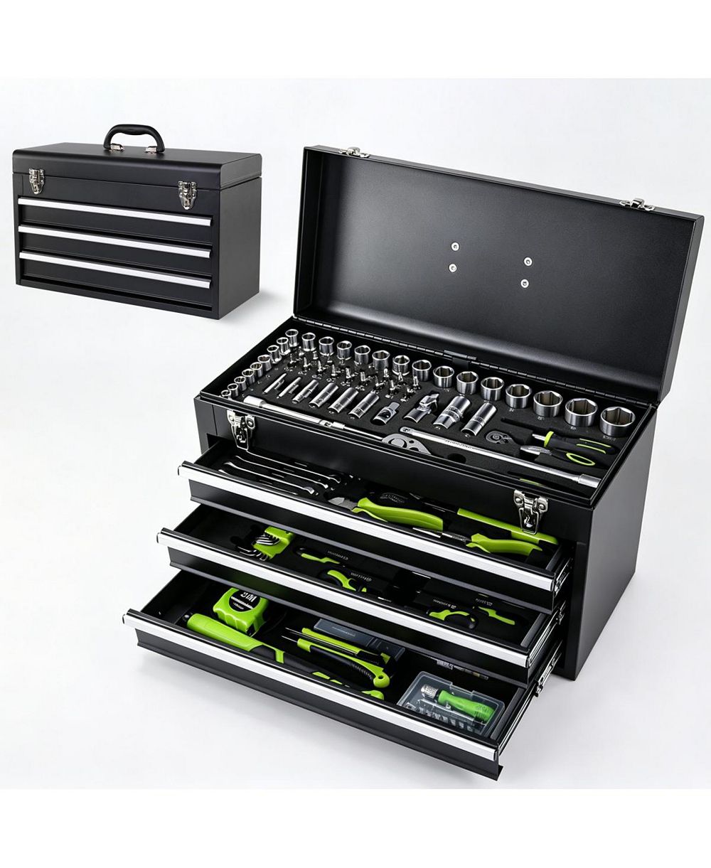 Streamdale Furniture   465-Piece Mechanics Tool Set with 3-Drawer Heavy Duty Metal Box Repair Tool Kit