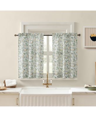 Кухонная занавеска No. 918 Portia Watercolor Wildflower Semi-Sheer Tier Pair