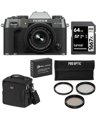 Беззеркальная камера Fujifilm X-T50 с объективом XC 15-45mm f/3.5-5.6 OIS PZ, комплект с дополнительным аккумулятором, картой памяти 64GB, сумкой на плечо и фильтром 52mm