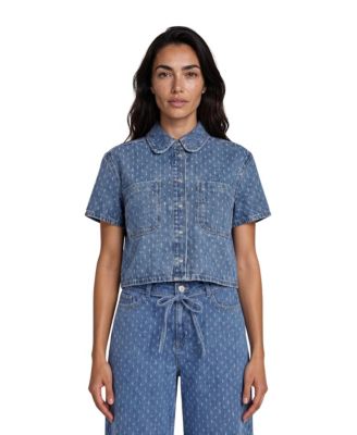 Masai Copenhagen Women's Cropped Collared Snap-Front Shacket