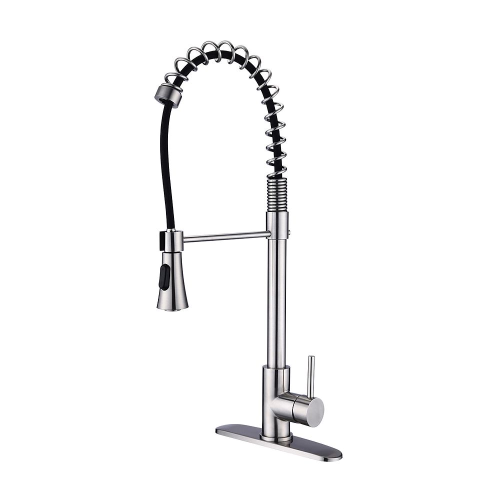 Thirtypeachy Single Handle High Arc Pull-Down Kitchen Faucet with 2-Function Sprayer and 360degree(s) Swivel