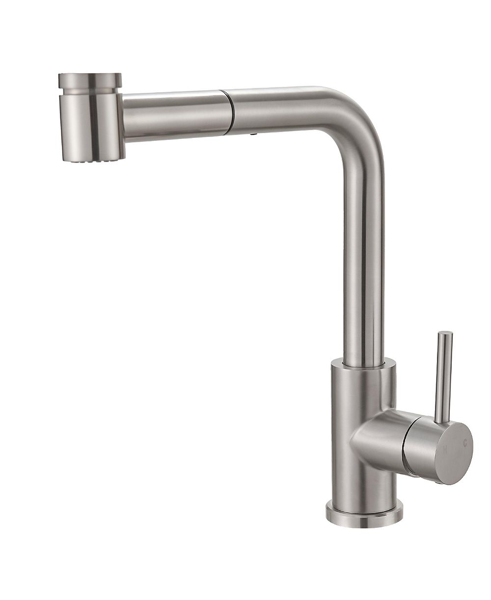 Thirtypeachy Single Handle Pull-Down Kitchen Faucet, Stainless Steel with Swivel Spout and Pull-Out Sprayer