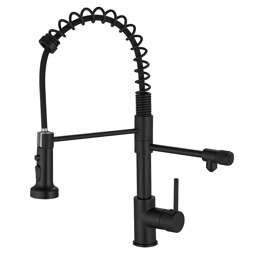 Single Handle Brass Pull-Down Kitchen Faucet with Separate Drinking Water Outlet and 3-Mode Sprayer