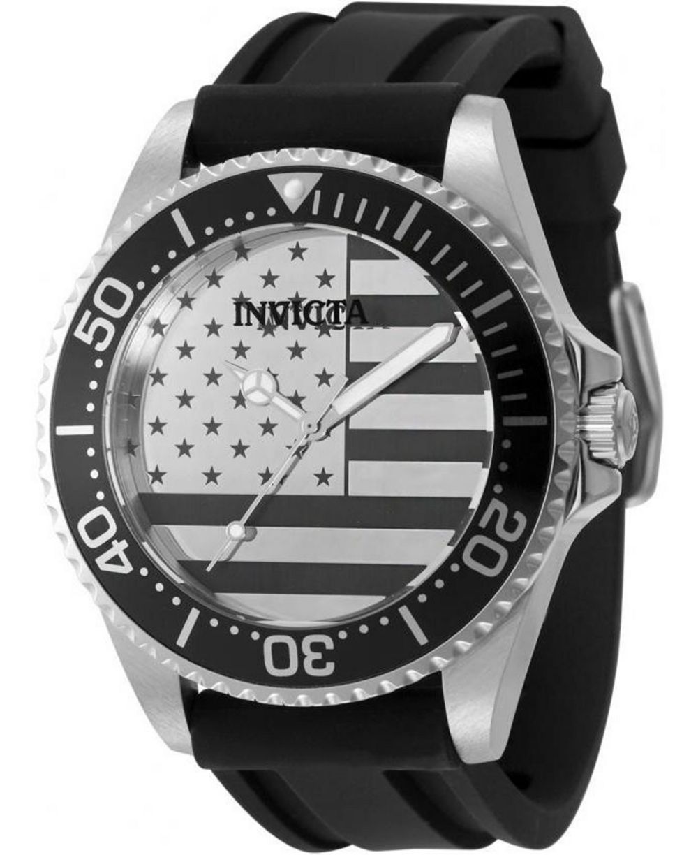 Invicta Pro Diver 50418 Men's 45mm Quartz Watch - Silver and Dial, Silicone Strap