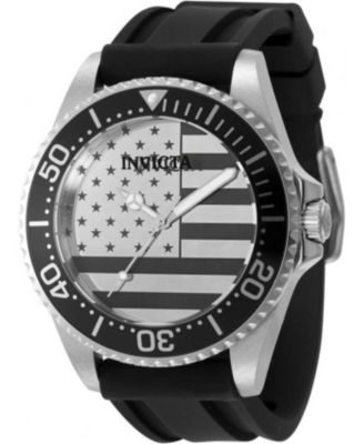 Invicta Pro Diver 50418 Men's 45mm Quartz Watch - Silver and Dial, Silicone Strap