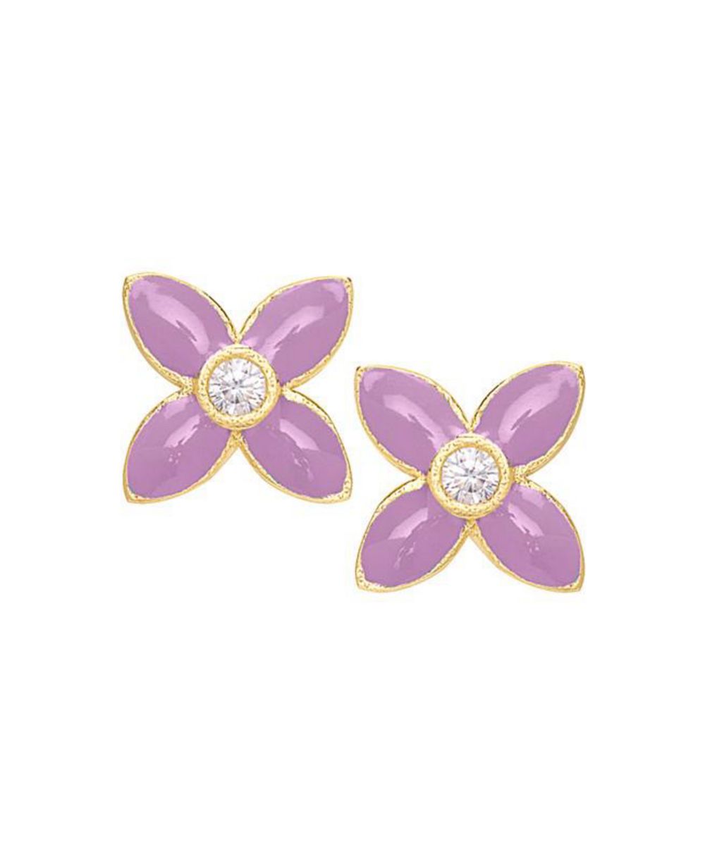 Lily Nily Cubic Zirconia Flower Stud Earrings in 14K