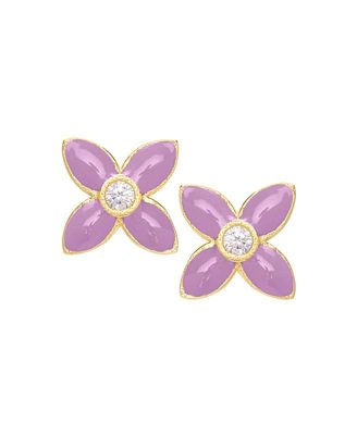 Lily Nily Cubic Zirconia Flower Stud Earrings in 14K