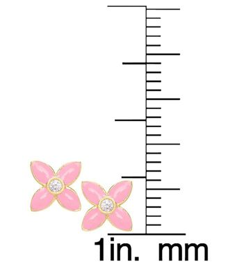 Lily Nily Girls Cubic Zirconia Flower Stud Earrings in 14K