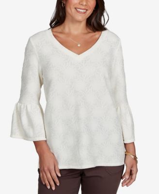 Женский топ Ruby Rd. Petite V-Neck Floral-Print Bell-Sleeve