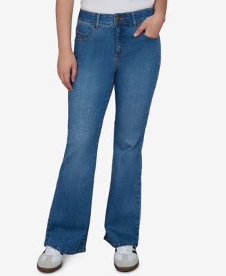 Ruby Rd. Petite Flare Mid-Rise Cotton-Blend Denim Jeans