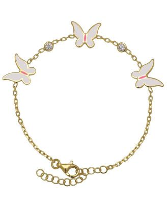 Lily Nily Girls Enamel Butterflies and Cubic Zirconia Bezel Station Chain Link Bracelet in 14K