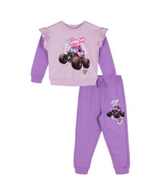 Monster Jam Toddler Girls 2-Piece Fleece Sweatshirt and Pants Set