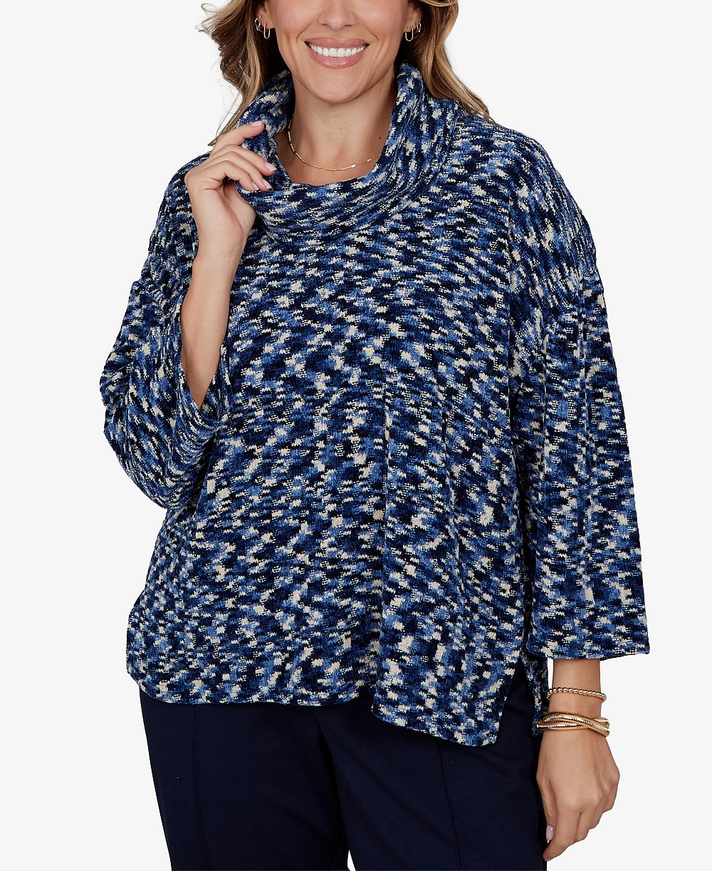 Ruby Rd. Plus Size топ Spacedye Knit с вырезом Cowl Neck, 3/4-Sleeve