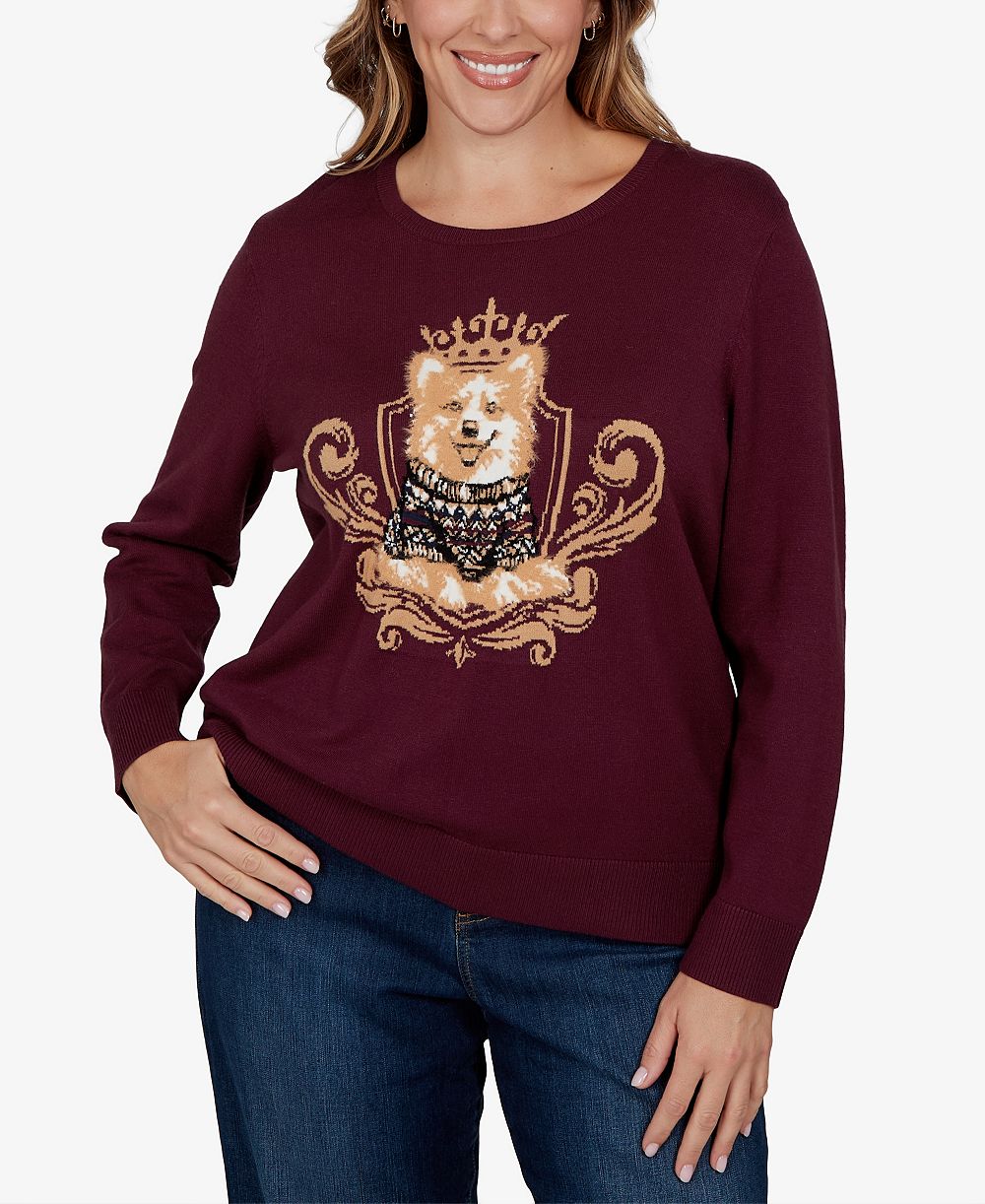 Ruby Rd. Plus Size Corgi Graphic Long-Sleeve Pullover