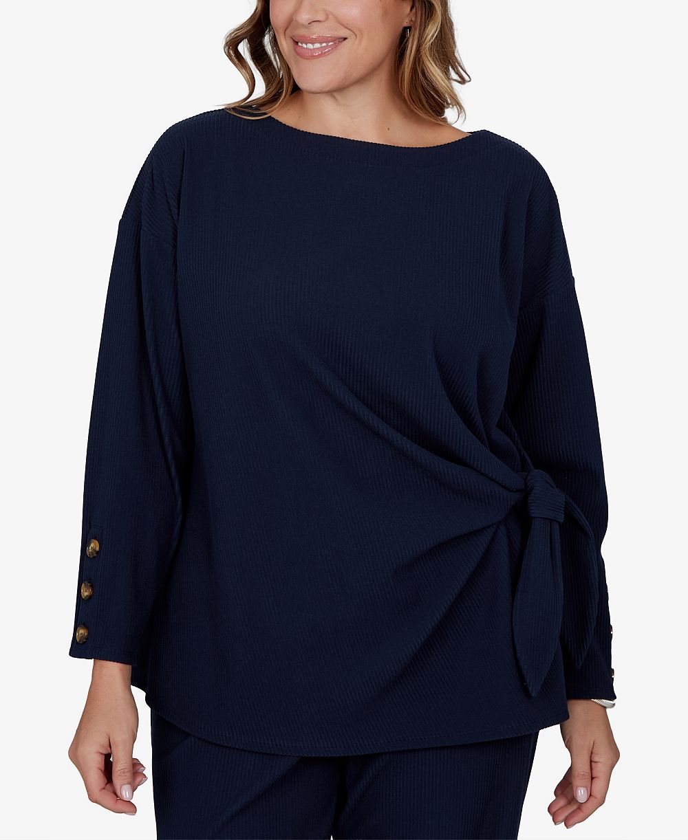 Ruby Rd. Женская блузка Plus Size Boat-Neck Long-Sleeve Side-Tie