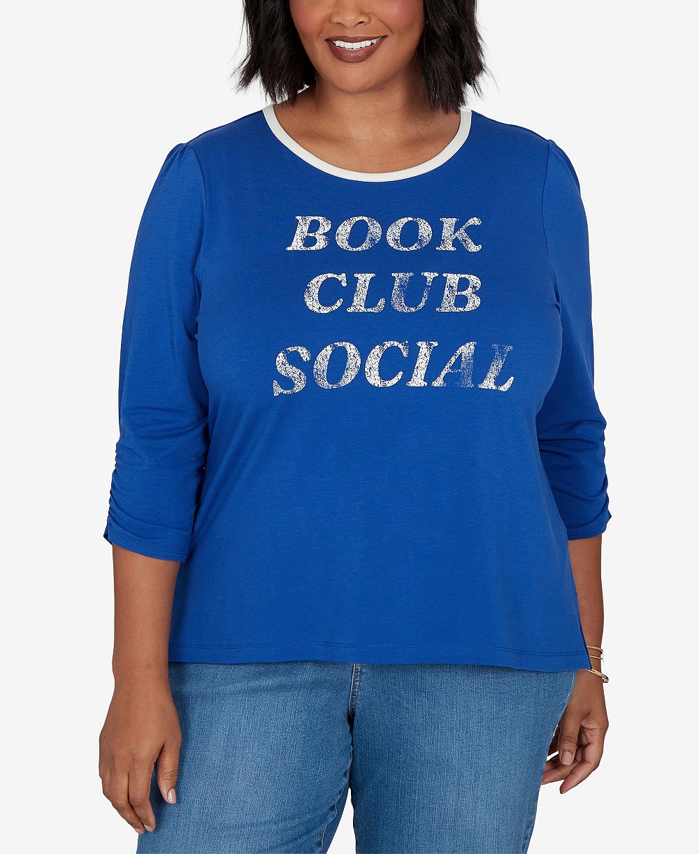 Женская футболка Ruby Rd. Plus Size Book Club, 3/4 рукава