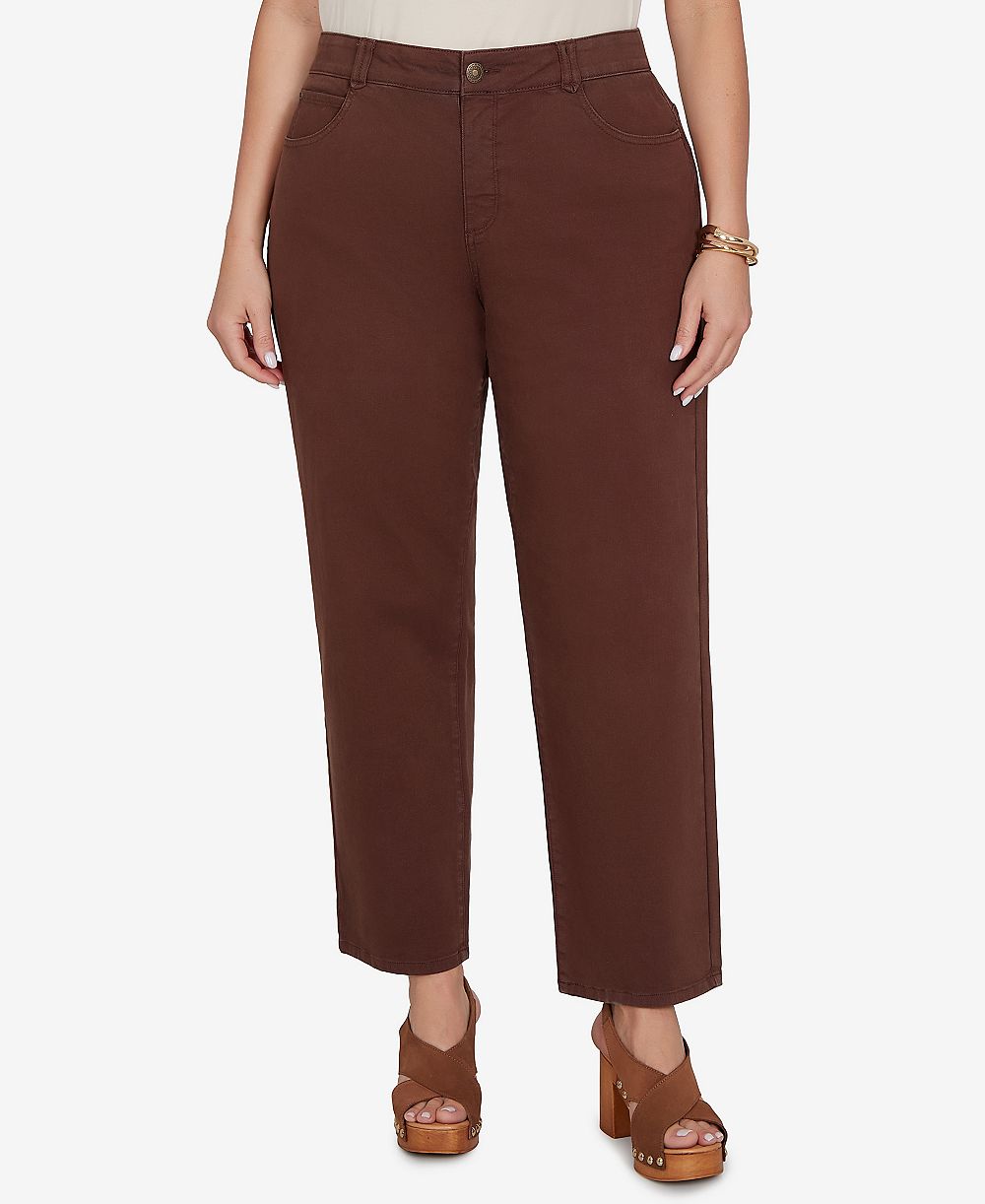 Ruby Rd. Plus Size Colored Denim Mid-Rise Straight Pants