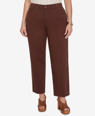 Ruby Rd. Plus Size Colored Denim Mid-Rise Straight Pants