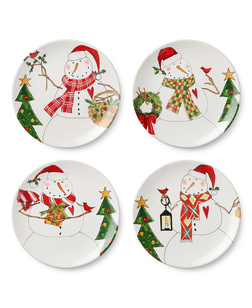Столовые тарелки Certified International Snowman Delight, набор 4 шт.