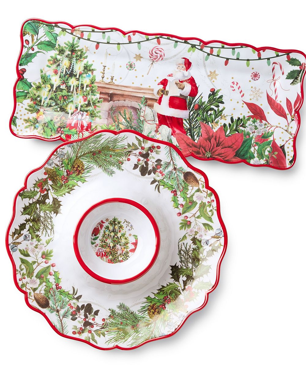 Certified International набор из 2 меламиновых тарелок для закусок Santa's Delivery