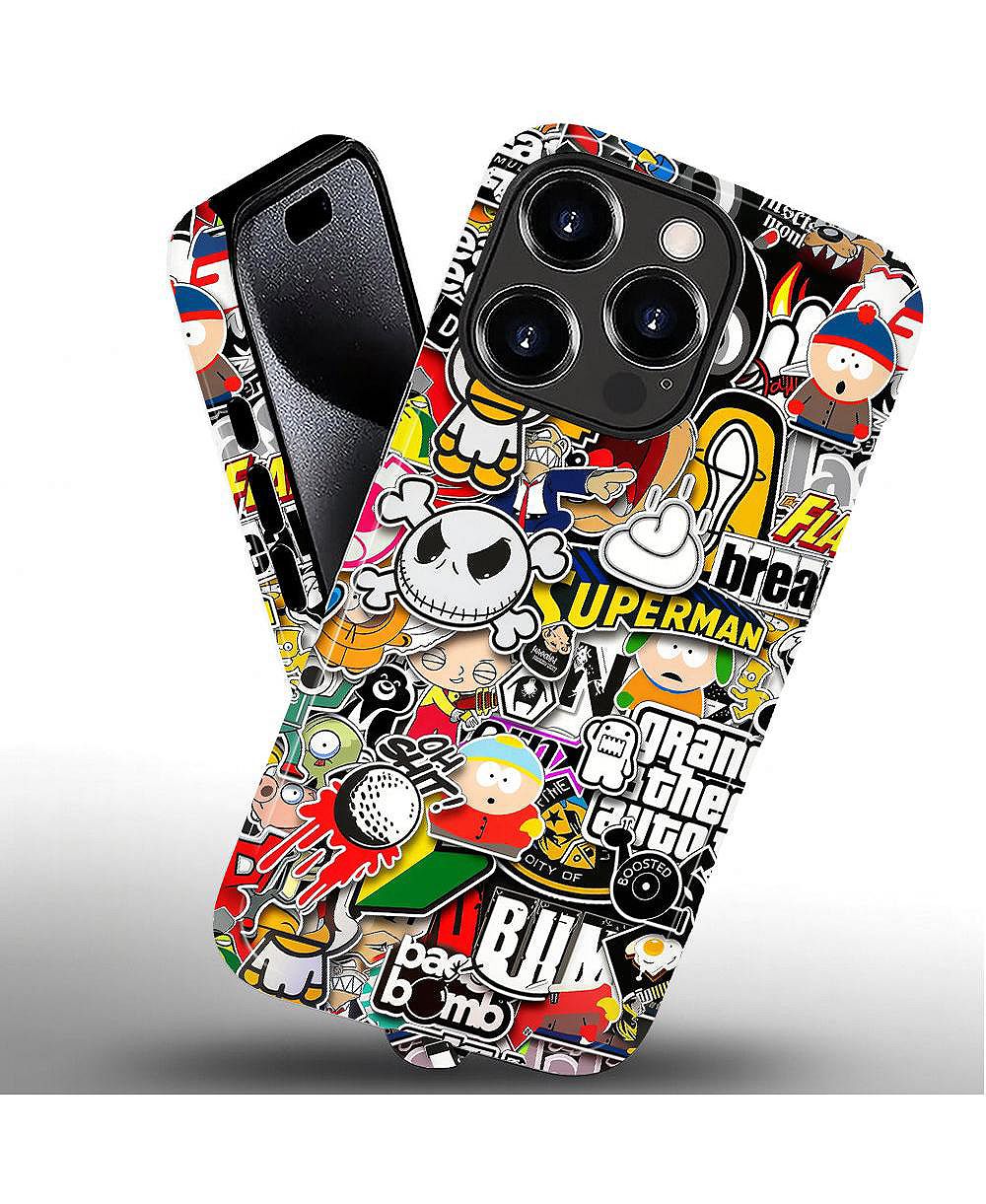 LISEN чехол для телефона Apple iPhone 15 Pro Max, 2-слойный прочный, наклейки Bomb 2