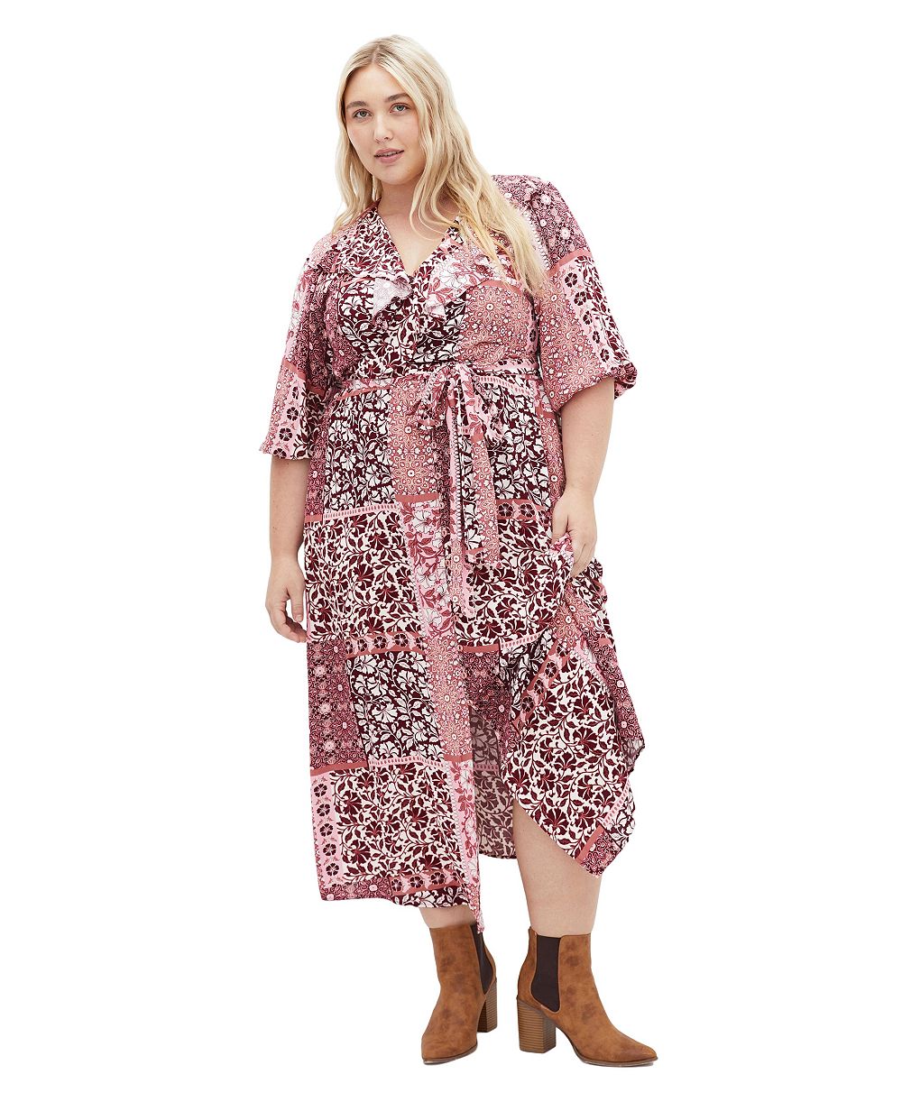 City Chic Женское макси-платье Dahlia с коротким рукавом, Plus Size